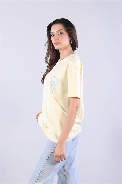 10576 La Dolce Vita Istakoz Baskılı O Yaka T-shirt