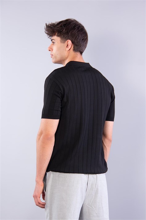 107 Hemşire Yaka Fitilli Triko T-shirt