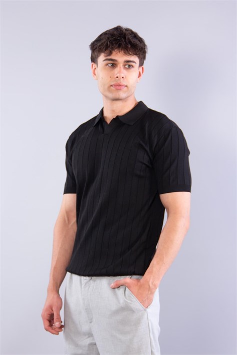 107 Hemşire Yaka Fitilli Triko T-shirt