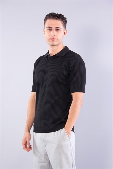 109 Polo Yaka Düğmeli Fitilli Triko T-shirt