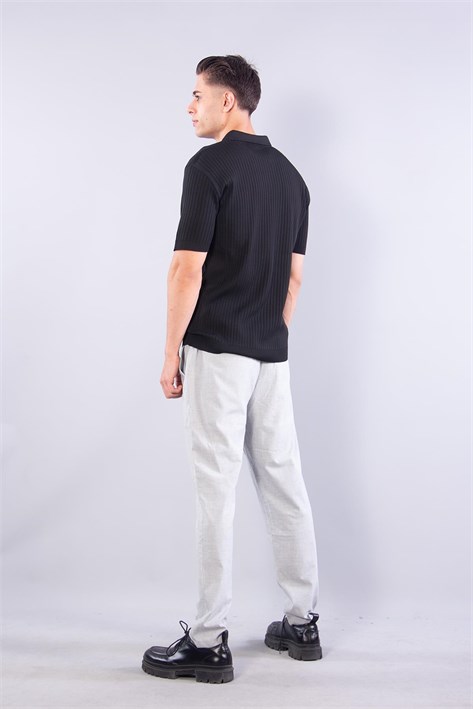 109 Polo Yaka Düğmeli Fitilli Triko T-shirt
