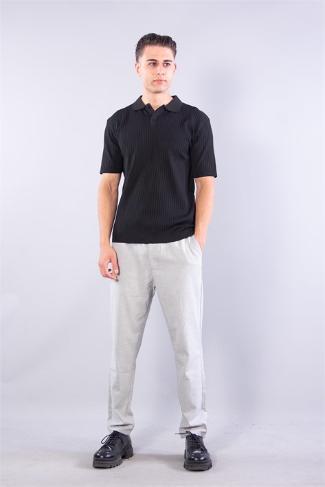 109 Polo Yaka Düğmeli Fitilli Triko T-shirt