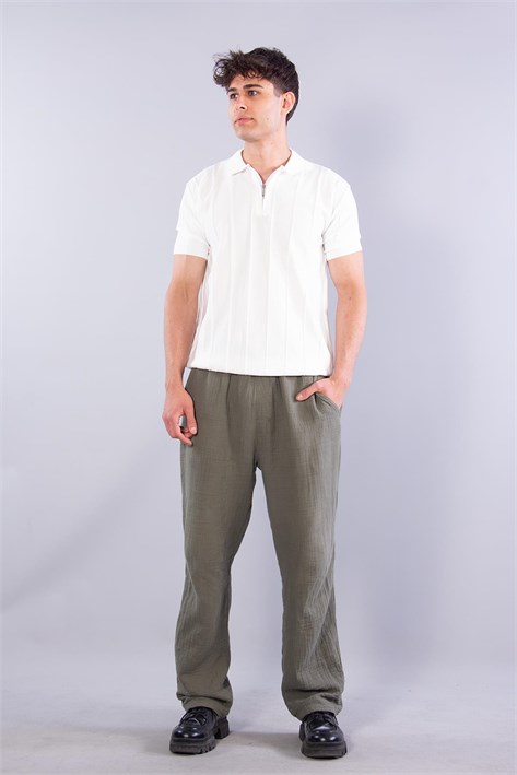110 Polo Yaka Fermuarlı Kendinden Fitilli T-shirt