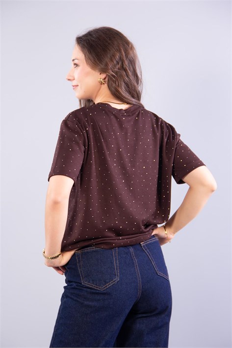 11351 Taşlı Salaş O Yaka T-shirt