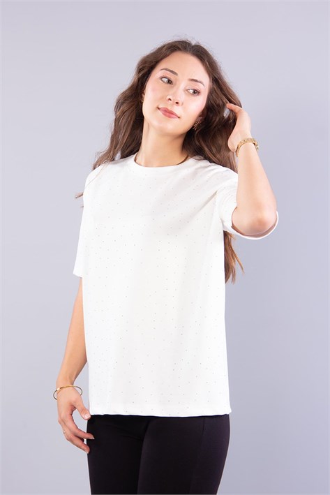11351 Taşlı Salaş O Yaka T-shirt