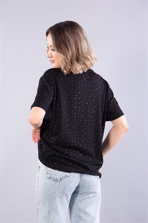 11351 Taşlı Salaş O Yaka T-shirt