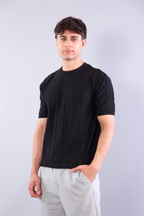 114 O Yaka Kendinden Fitilli Triko T-shirt