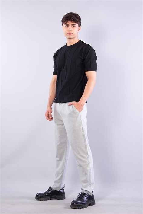 114 O Yaka Kendinden Fitilli Triko T-shirt