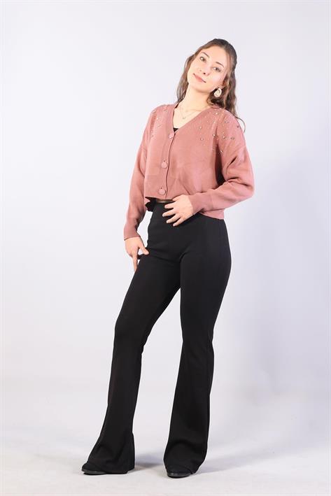 1455 Düğmeli Taşlı Mini Hırka