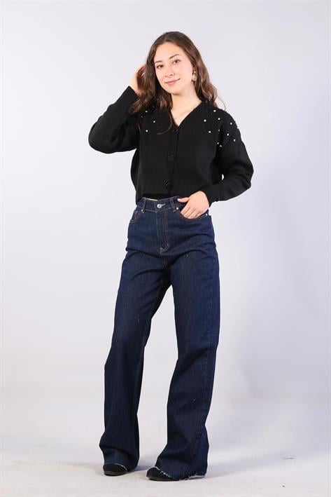 1455 Düğmeli Taşlı Mini Hırka