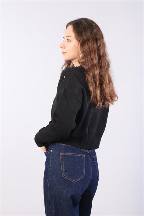 1455 Düğmeli Taşlı Mini Hırka