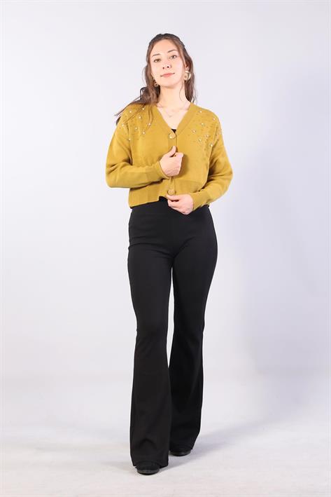 1455 Düğmeli Taşlı Mini Hırka