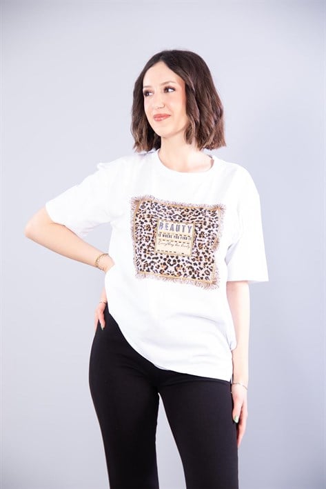 2005 Beauty Leopar Baskılı T-shirt