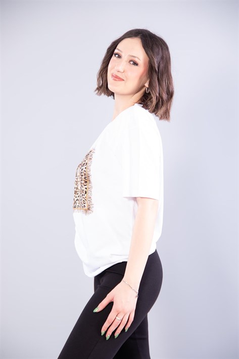 2005 Beauty Leopar Baskılı T-shirt