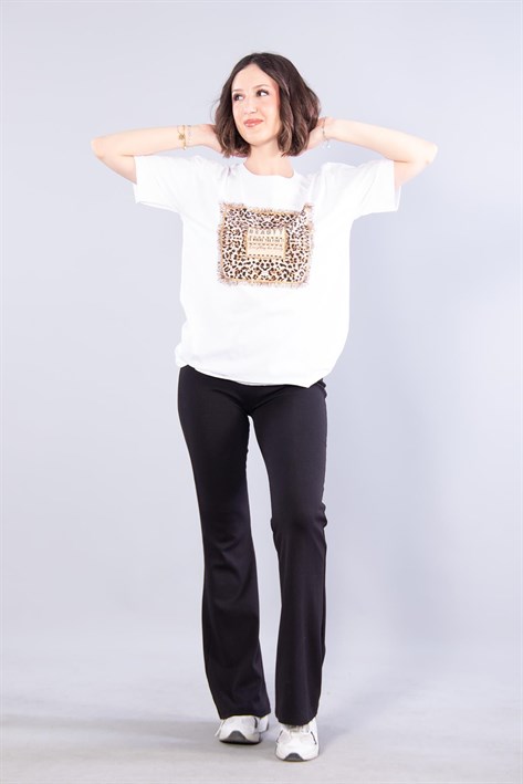 2005 Beauty Leopar Baskılı T-shirt