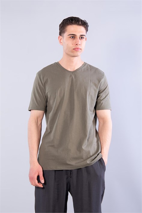 2021 V Yaka Basic Süprem Regular Fit T-shirt