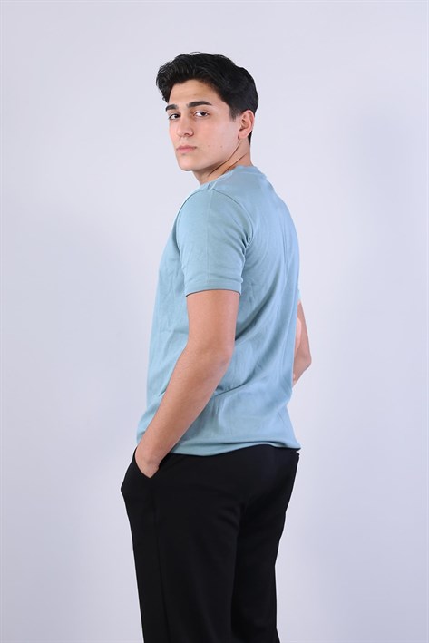 2122 Hakim Yaka  Modern Fit %100 Pamuk Basic T-shirt