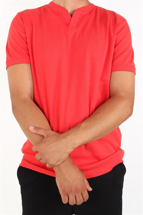 2122 Hakim Yaka  Modern Fit %100 Pamuk Basic T-shirt