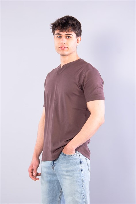 2122  Hakim Yaka  Modern Fit %100 Pamuk Basic T-shirt