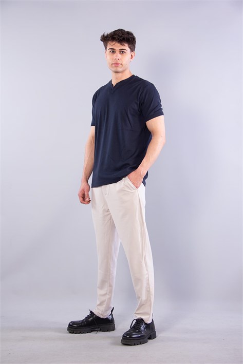 2122 Hakim Yaka  Modern Fit %100 Pamuk Basic T-shirt