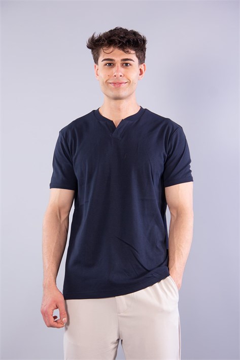 2122 Hakim Yaka  Modern Fit %100 Pamuk Basic T-shirt