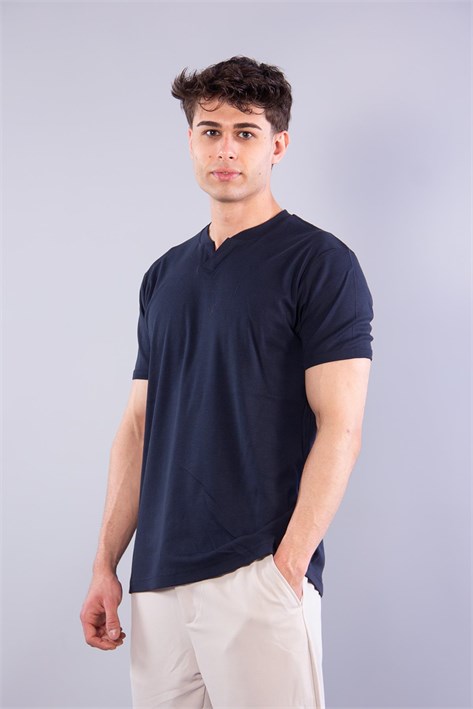 2122 Hakim Yaka  Modern Fit %100 Pamuk Basic T-shirt