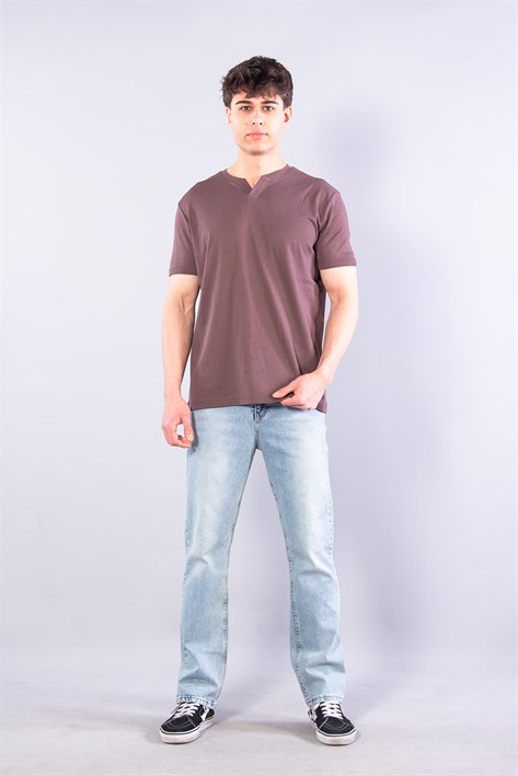 2122  Hakim Yaka  Modern Fit %100 Pamuk Basic T-shirt