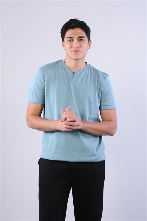 2122 Hakim Yaka  Modern Fit %100 Pamuk Basic T-shirt