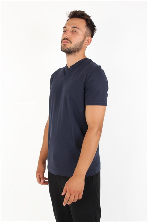 2122 Hakim Yaka  Modern Fit %100 Pamuk Basic T-shirt