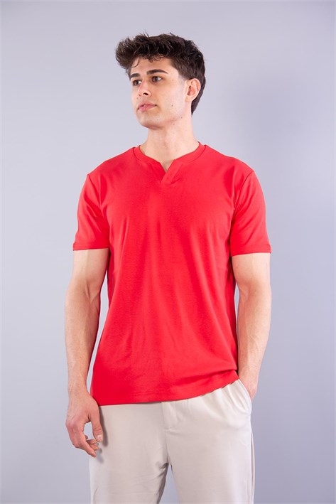 2122 Hakim Yaka  Modern Fit %100 Pamuk Basic T-shirt