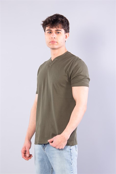 2122  Hakim Yaka  Modern Fit %100 Pamuk Basic T-shirt