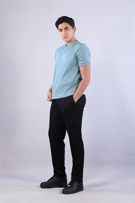 2122 Hakim Yaka  Modern Fit %100 Pamuk Basic T-shirt