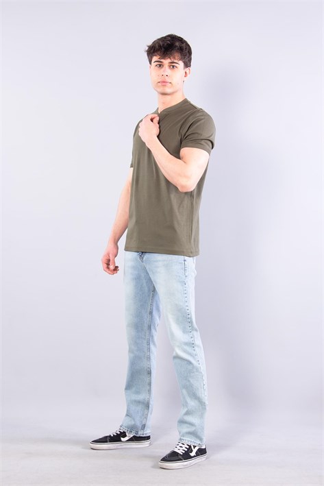 2122  Hakim Yaka  Modern Fit %100 Pamuk Basic T-shirt