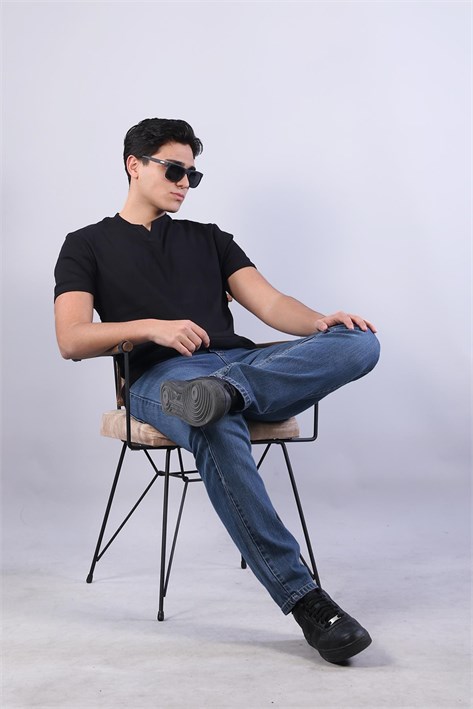 2122 Hakim Yaka  Modern Fit %100 Pamuk Basic T-shirt