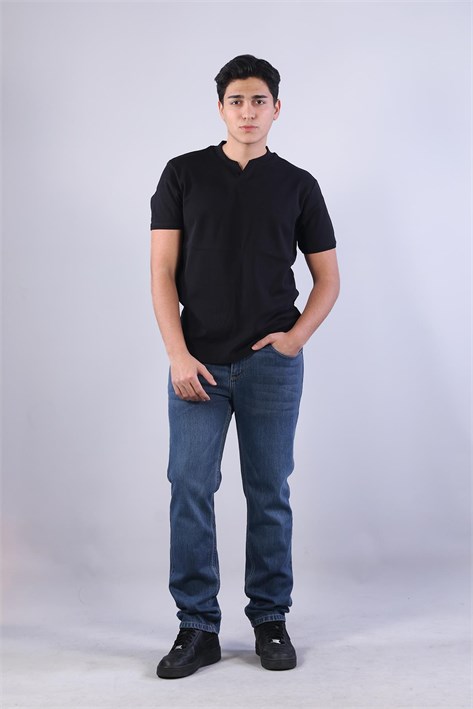 2122 Hakim Yaka  Modern Fit %100 Pamuk Basic T-shirt