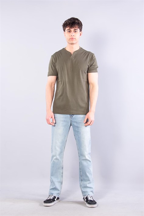2122  Hakim Yaka  Modern Fit %100 Pamuk Basic T-shirt
