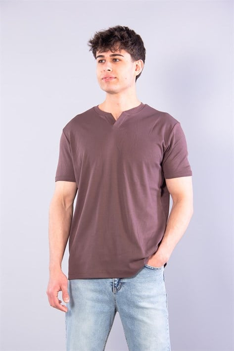 2122  Hakim Yaka  Modern Fit %100 Pamuk Basic T-shirt
