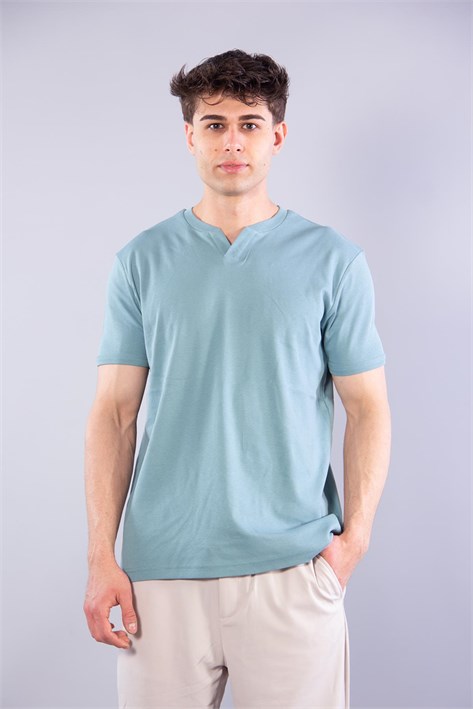 2122 Hakim Yaka  Modern Fit %100 Pamuk Basic T-shirt