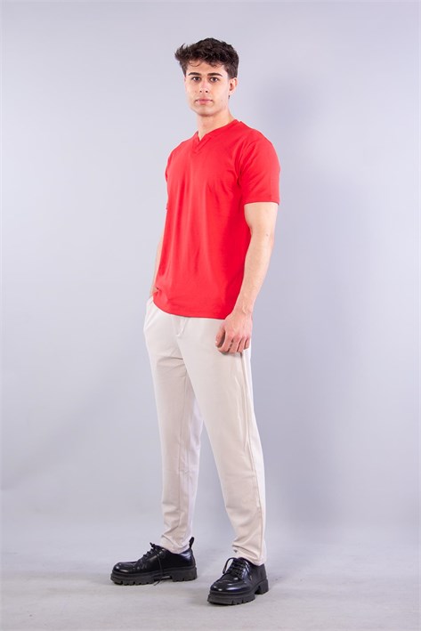 2122 Hakim Yaka  Modern Fit %100 Pamuk Basic T-shirt
