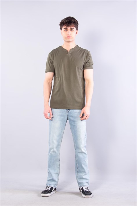 2122  Hakim Yaka  Modern Fit %100 Pamuk Basic T-shirt
