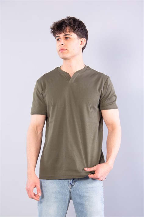2122  Hakim Yaka  Modern Fit %100 Pamuk Basic T-shirt
