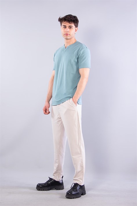 2122 Hakim Yaka  Modern Fit %100 Pamuk Basic T-shirt