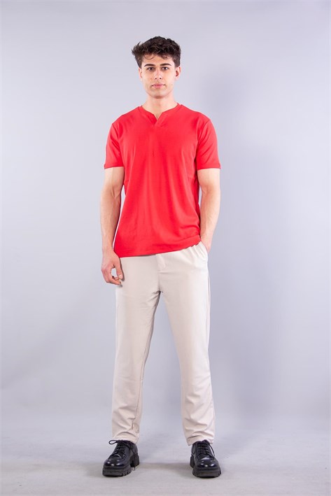 2122 Hakim Yaka  Modern Fit %100 Pamuk Basic T-shirt