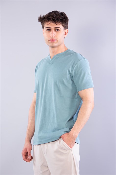2122 Hakim Yaka  Modern Fit %100 Pamuk Basic T-shirt