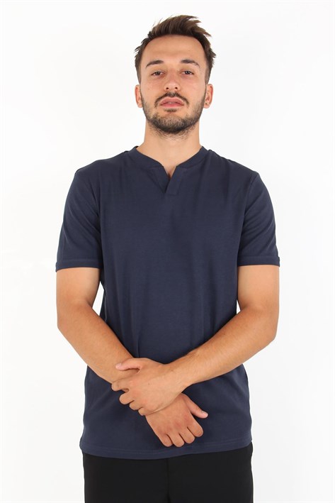 2122 Hakim Yaka  Modern Fit %100 Pamuk Basic T-shirt