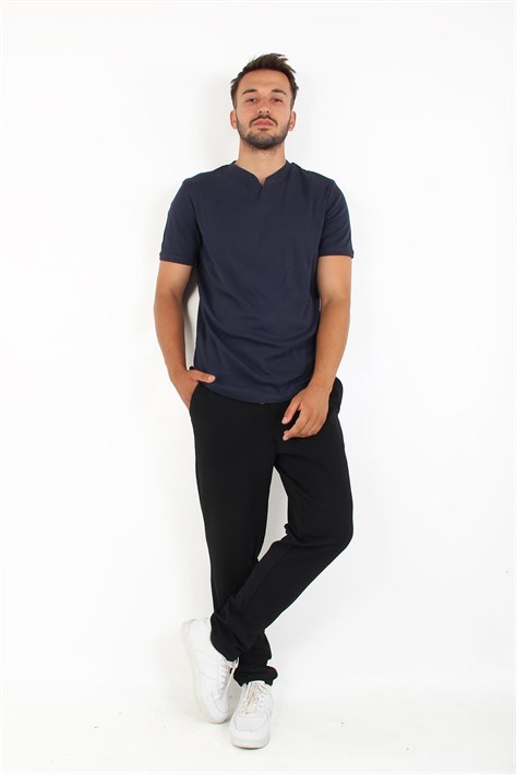 2122 Hakim Yaka  Modern Fit %100 Pamuk Basic T-shirt