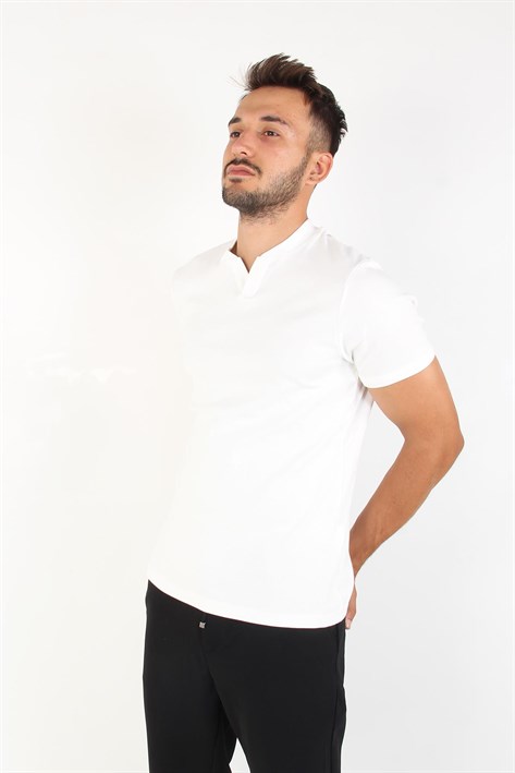 2122 Hakim Yaka  Modern Fit %100 Pamuk Basic T-shirt