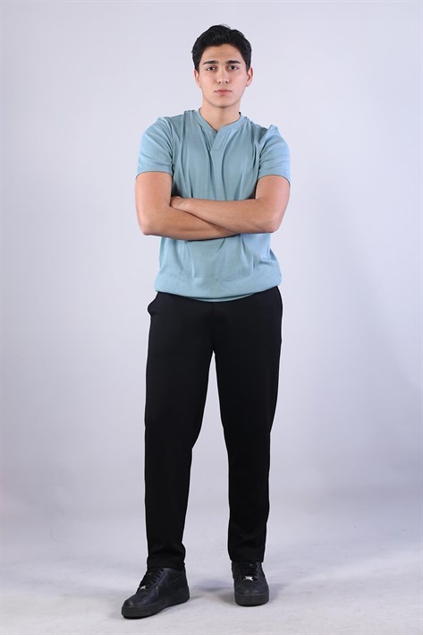 2122 Hakim Yaka  Modern Fit %100 Pamuk Basic T-shirt