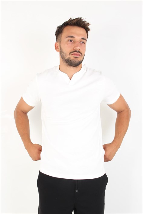 2122 Hakim Yaka  Modern Fit %100 Pamuk Basic T-shirt