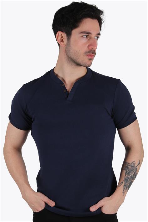 2122 Hakim Yaka  Modern Fit %100 Pamuk Basic T-shirt